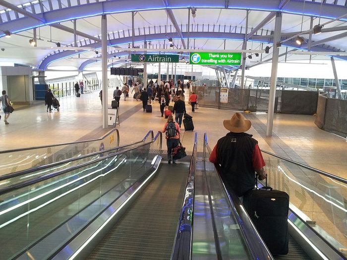 escalator inside an airport